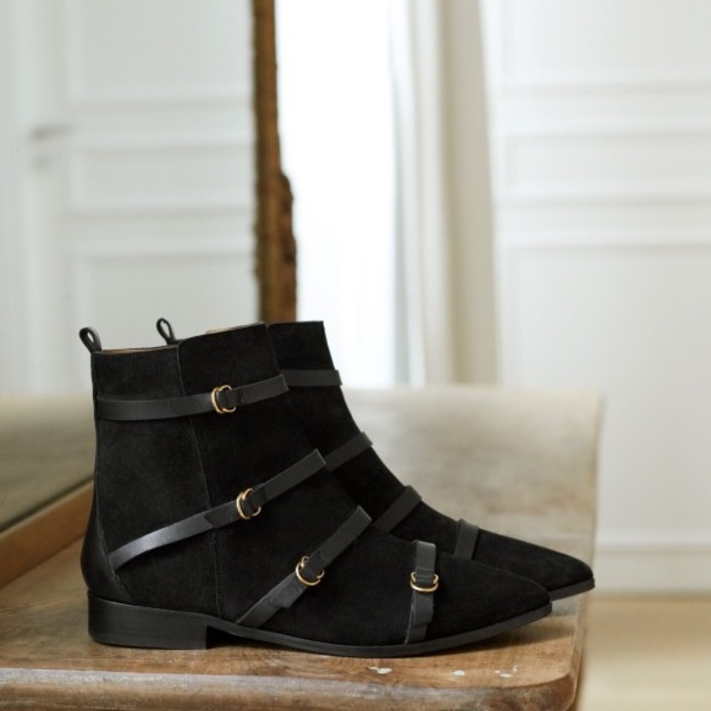 Sézane Black Suede Ankle Boots size 42